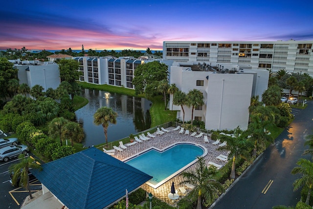 exterior space featuring a water view