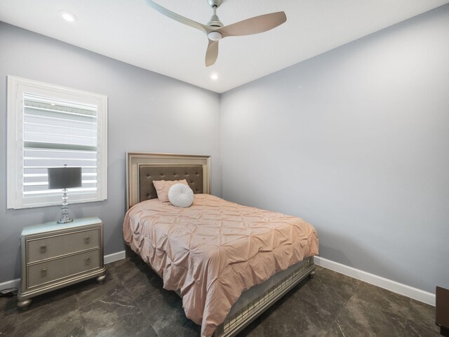 bedroom featuring ceiling fan