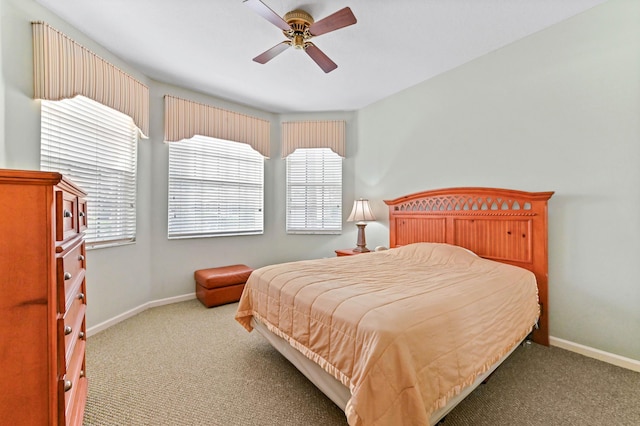 bedroom with carpet flooring and ceiling fan