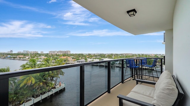 balcony with a water view