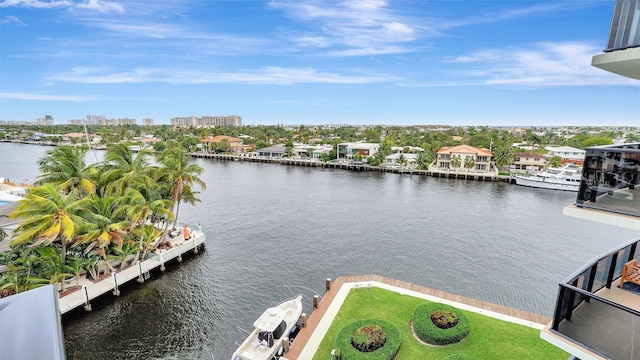 property view of water featuring a dock