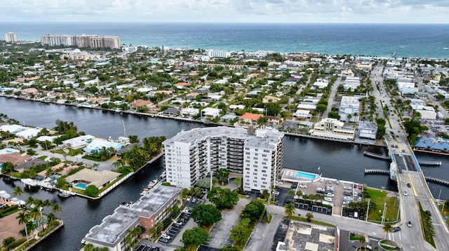 bird's eye view featuring a water view