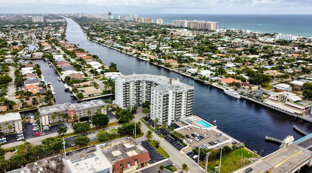 bird's eye view featuring a water view