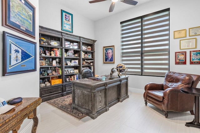 office area featuring ceiling fan