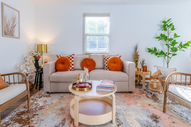 living room with light wood-type flooring