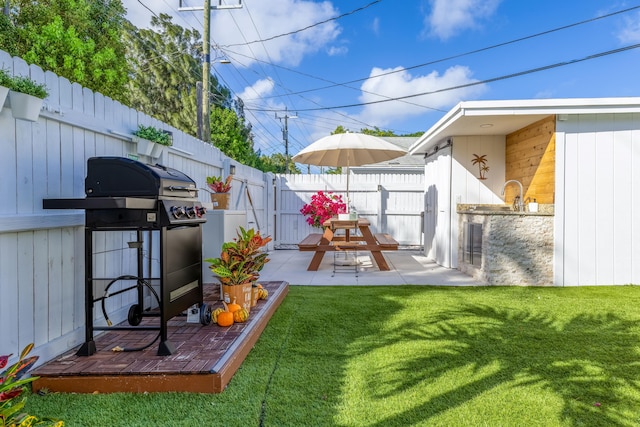 view of yard featuring a patio