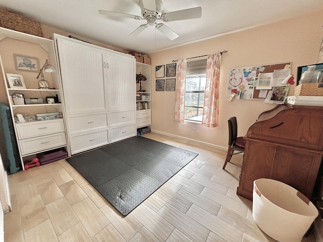 home office featuring ceiling fan