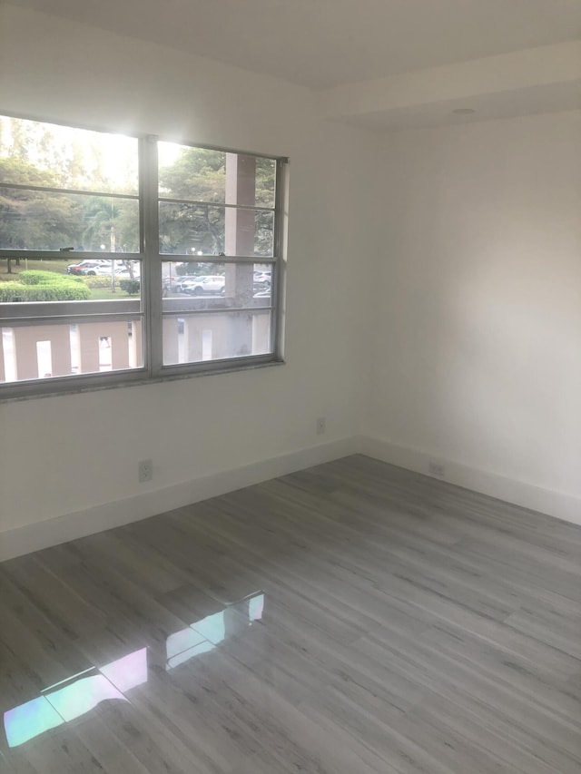 unfurnished room with a wealth of natural light and wood-type flooring