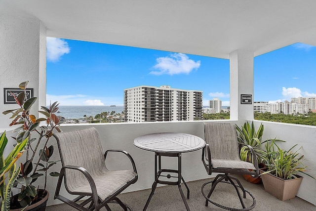 balcony with a water view