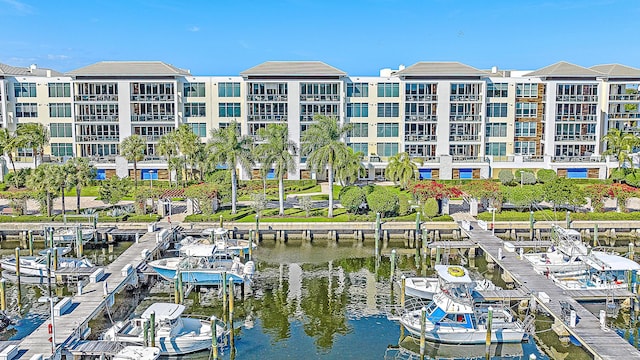 view of dock featuring a water view