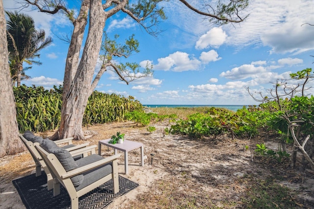 view of yard featuring a water view