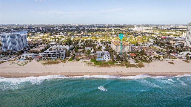 aerial view with a beach view and a water view