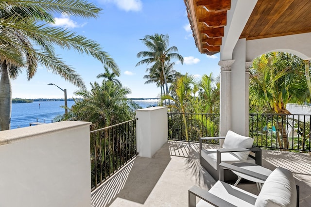 balcony with a water view