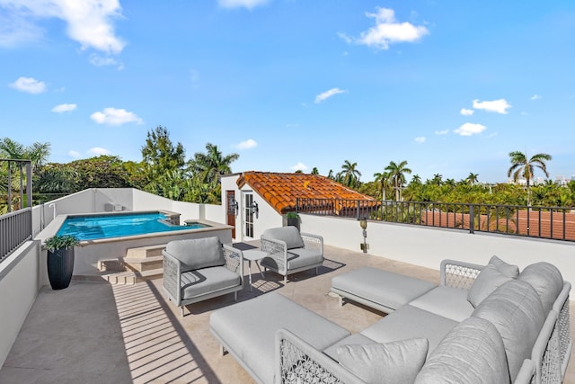 view of patio with a fenced in pool