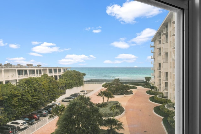 property view of water with a beach view