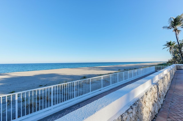 property view of water featuring a view of the beach