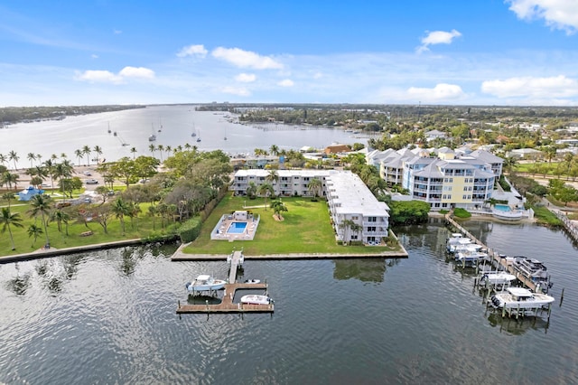 bird's eye view featuring a water view