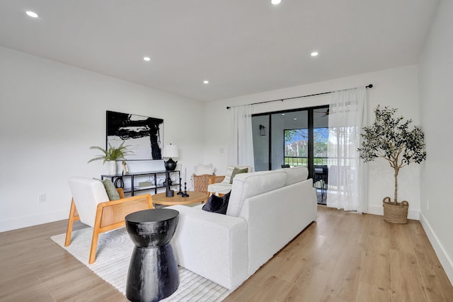 living room featuring light wood-type flooring