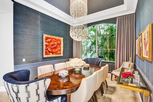 dining space with an inviting chandelier