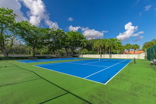 view of tennis court with basketball court