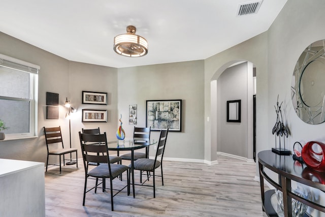 dining room with light hardwood / wood-style flooring