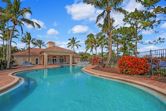 view of swimming pool featuring a gazebo and a patio area