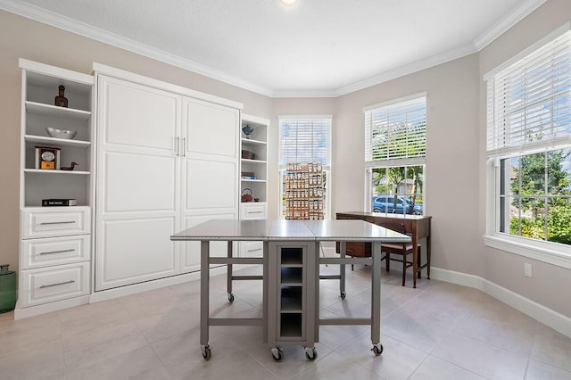 office featuring a healthy amount of sunlight and light tile patterned flooring