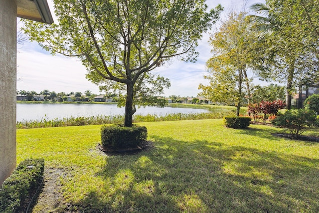 view of yard featuring a water view