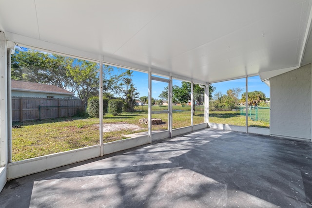 view of unfurnished sunroom