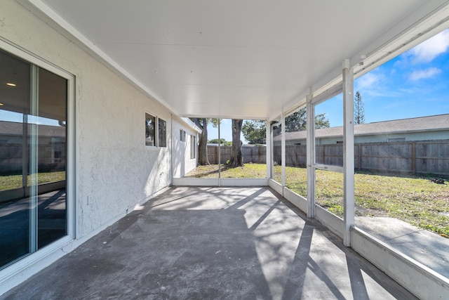 view of unfurnished sunroom