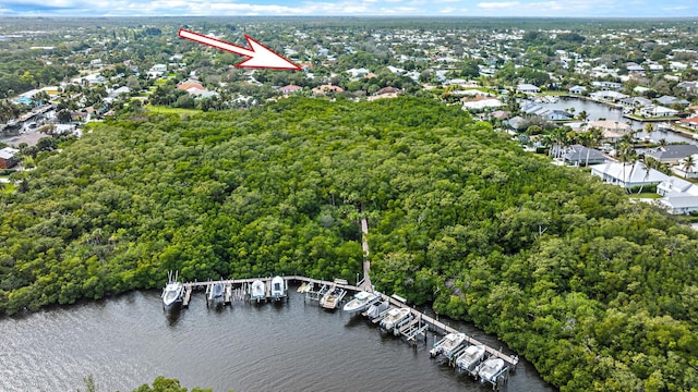 bird's eye view featuring a water view