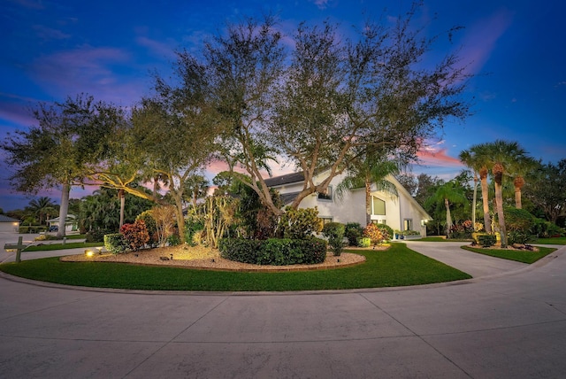 obstructed view of property featuring a yard