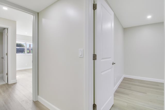 hall featuring light wood-type flooring