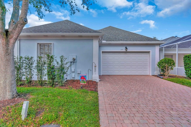 single story home with a garage