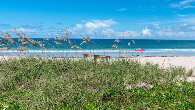 property view of water featuring a view of the beach