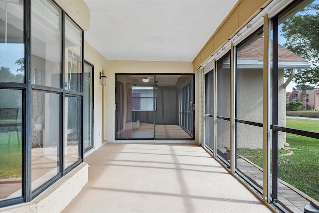 view of unfurnished sunroom