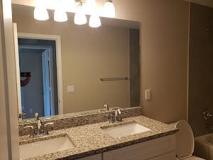 full bathroom with vanity, toilet, and tub / shower combination