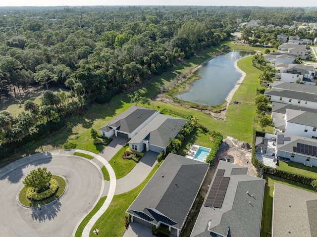 bird's eye view featuring a water view