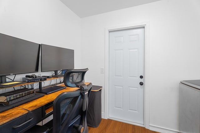 office area featuring light hardwood / wood-style floors