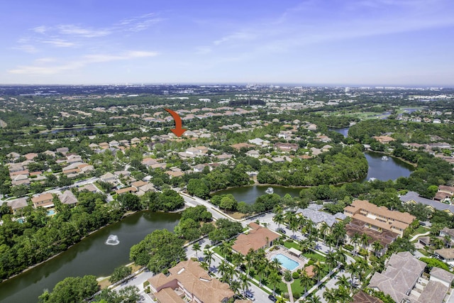 bird's eye view featuring a water view