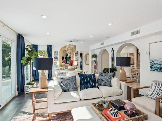 living room with hardwood / wood-style floors