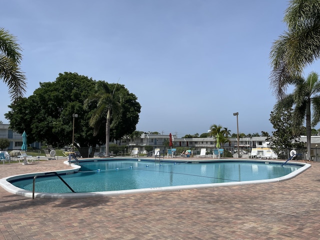 view of swimming pool featuring a patio