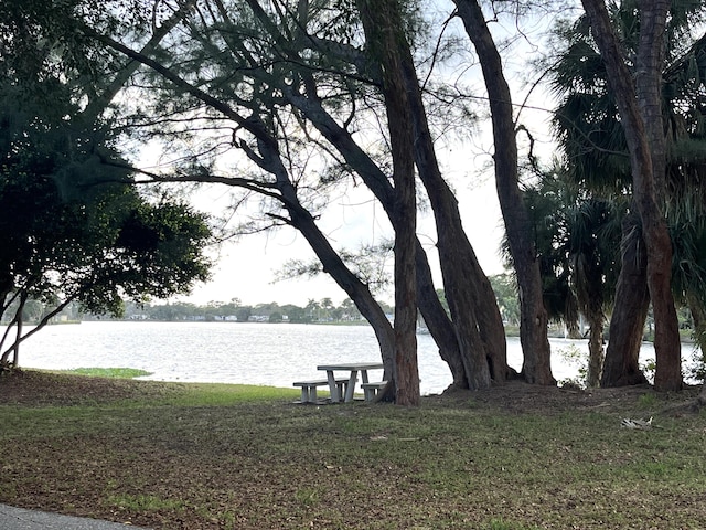 view of property's community with a water view