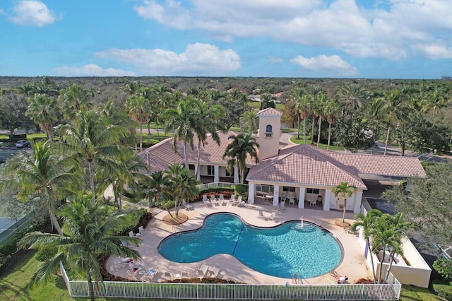 view of swimming pool with a patio