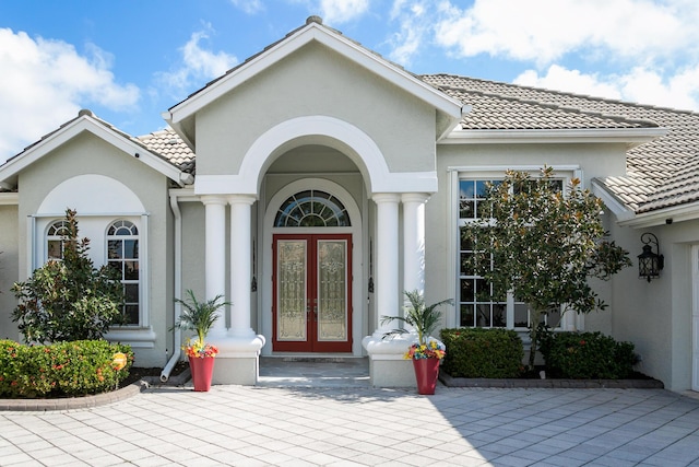 property entrance with french doors