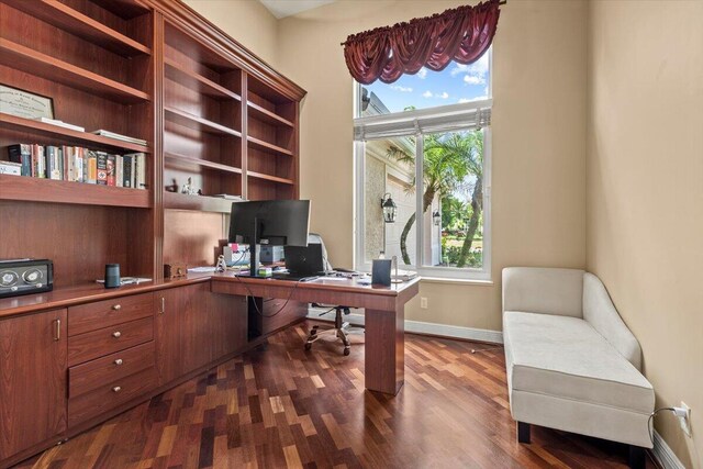 office area featuring dark hardwood / wood-style flooring