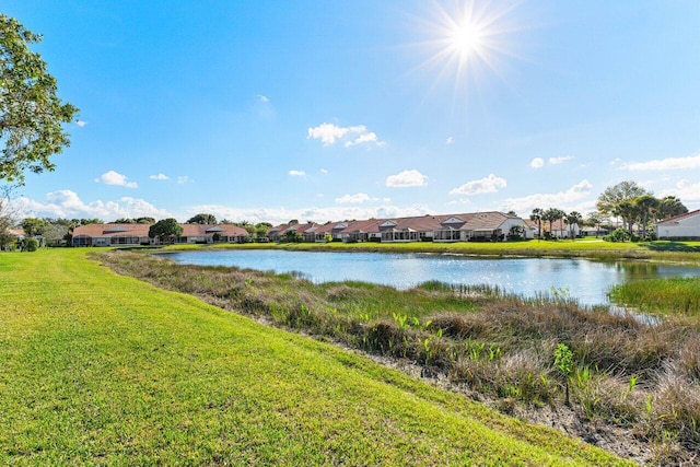 view of water feature with a residential view