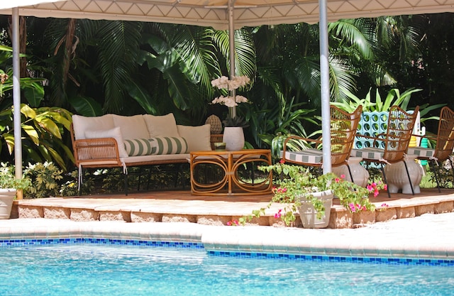 view of pool featuring an outdoor living space