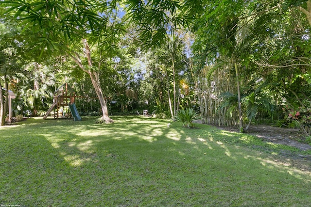 view of yard featuring a playground