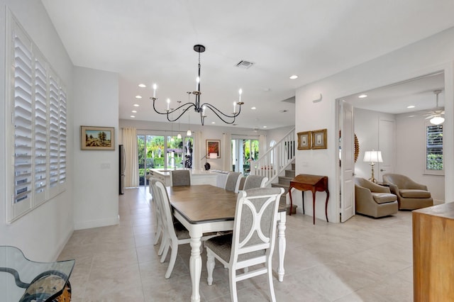 dining area with a notable chandelier